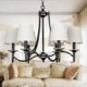 6 Light Living Room Bedroom Dining Room Study Room/Office Rustic Retro Black Contemporary Candle Style Chandelier