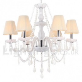 6 Light White Dining Room Bedroom Living Room K9 Crystal Candle Style Chandelier