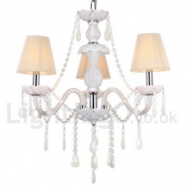 3 Light White Dining Room Bedroom Living Room K9 Crystal Candle Style Chandelier