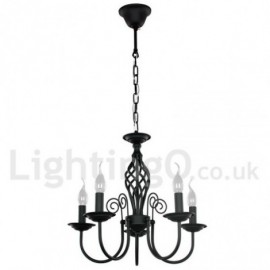 5 Light Contemporary Retro Black Living Room Bedroom Dining Room Candle Style Chandelier