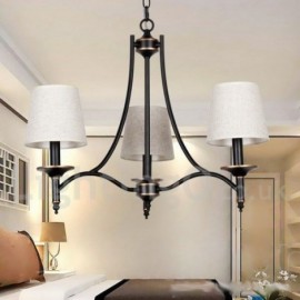 3 Light Living Room Bedroom Dining Room Study Room/Office Rustic Retro Black Contemporary Candle Style Chandelier