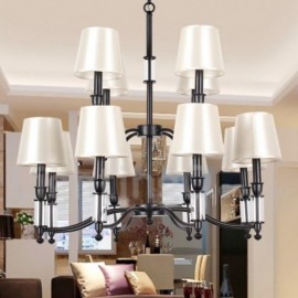 12 Light Rustic Retro Black Hotel 2 Tier Large Chandelier Candle Style Chandelier