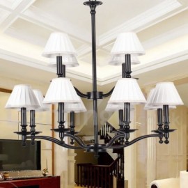 12 Light Retro Living Room 2 Tier Large Chandelier Candle Style Chandelier