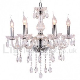 6 Light Contemporary Dining Room Bedroom Living Room K9 Crystal Candle Style Chandelier