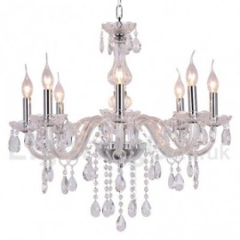 8 Light Contemporary Dining Room Bedroom Living Room K9 Crystal Candle Style Chandelier