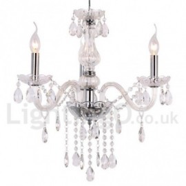 3 Light Contemporary Dining Room Bedroom Living Room K9 Crystal Candle Style Chandelier
