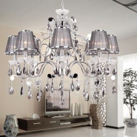 8 Light Grey Dining Room Bedroom Living Room K9 Crystal Candle Style Chandelier