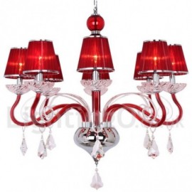 8 Light Red Contemporary Dining Room Bedroom Living Room K9 Crystal Candle Style Chandelier