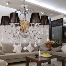 6 Light Contemporary Dining Room Bedroom Living Room K9 Crystal Candle Style Chandelier