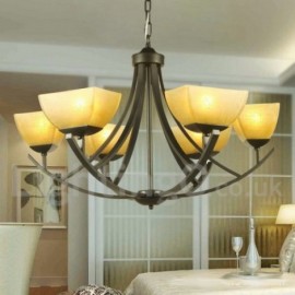 6 Light Mediterranean Style, Black Living Room Dining Room Bedroom Candle Style Chandelier