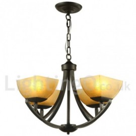 4 Light Mediterranean Style, Black Living Room Dining Room Bedroom Candle Style Chandelier