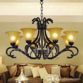 8 Light Black Contemporary Living Room Dining Room Candle Style Chandelier