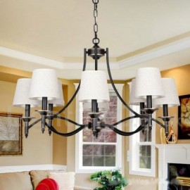 8 Light Retro Living Room Bedroom Dining Room Study Room/Office Rustic Black Contemporary Candle Style Chandelier