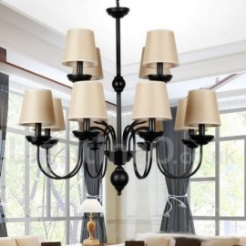 12 Light Rustic Living Room Dining Room Bedroom Study Room/Office 2 Tier Retro Contemporary Candle Style Chandelier