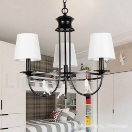3 Light Retro Black Mediterranean Style, Living Room Dining Room Rustic Contemporary Candle Style Chandelier