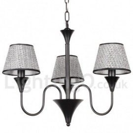 3 Light Rustic Modern / Contemporary Living Room Bedroom Dining Room Study Room/Office Retro Black Candle Style Chandelier