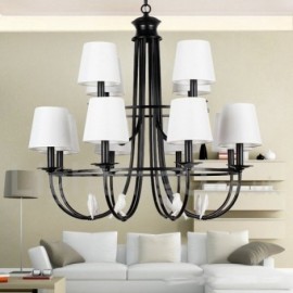 12 Light Retro Black Mediterranean Style, Living Room Dining Room Rustic Contemporary Candle Style Chandelier