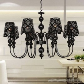 8 Light Modern / Contemporary Hollow Black Living Room Dining Room Bedroom Candle Style Chandelier