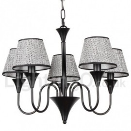 5 Light Rustic Modern / Contemporary Living Room Bedroom Dining Room Study Room/Office Retro Black Candle Style Chandelier