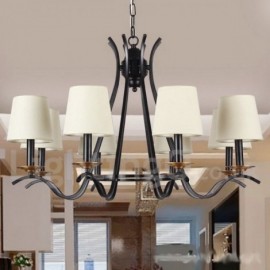 8 Light Black Living Room Dining Room Bedroom Retro Contemporary Candle Style Chandelier