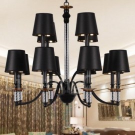 12 Light Hotel Black Living Room Bedroom Dining Room Retro Candle Style Chandelier