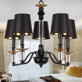 5 Light Black Living Room Bedroom Dining Room Retro Candle Style Chandelier