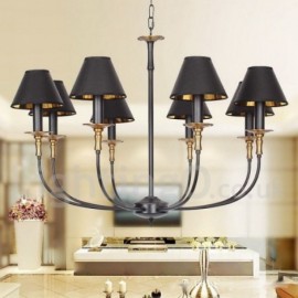 8 Light Living Room Dining Room Bedroom Retro Black Contemporary Candle Style Chandelier