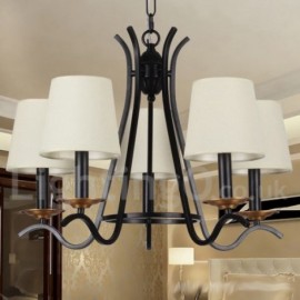 5 Light Black Living Room Dining Room Bedroom Retro Contemporary Candle Style Chandelier