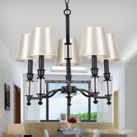5 Light Black Living Room Dining Room 2 Tier Large Chandelier Retro Contemporary Candle Style Chandelier