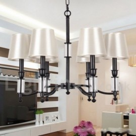 6 Light Black Living Room Bedroom LED Retro Contemporary Candle Style Chandelier