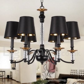 6 Light Black Living Room Bedroom Dining Room Retro Candle Style Chandelier