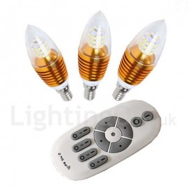 Dimmable 5W E14 LED Candle Style 3200K-6500K Candle Bulb (85-265V) with Remote Control