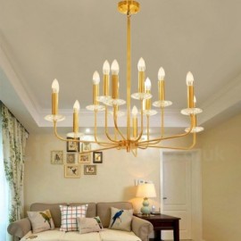 12 Light Retro,Rustic,Luxury Brass Pendant Lamp Chandelier