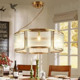 6 Light Retro,Rustic,Luxury Brass Pendant Lamp Chandelier with Glass Shade
