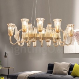 8 Light Retro,Rustic,Luxury Aluminum alloy Pendant Lamp Chandelier with Glass Shade