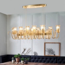 12 Light Retro,Rustic,Luxury Aluminum alloy Pendant Lamp Chandelier with Glass Shade