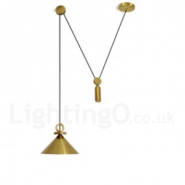 Pure Copper LED Modern / Contemporary Nordic Style Rise and Fall Pendant Light Brass Ceiling Lamp for Living Room, Study, Kitche