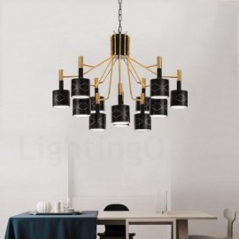 Modern / Contemporary 12 Light Steel Chandelier with Steel Shade for Living Room, Dinning Room, Bedroom, Hotel