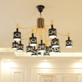 Modern / Contemporary 15 Light Steel Chandelier with Steel Shade for Living Room, Dinning Room, Bedroom, Hotel
