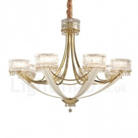 Modern / Contemporary 8 Light Steel Chandelier with Crystal Shade for Living Room, Bedroom, Hotel