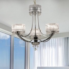 Modern / Contemporary 3 Light Steel Chandelier with Crystal Shade for Living Room, Bedroom, Hotel