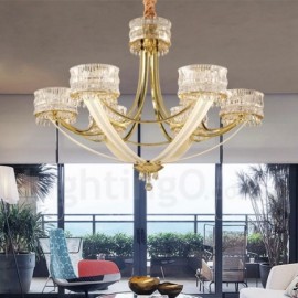 Modern / Contemporary 6 Light Steel Chandelier with Crystal Shade for Living Room, Bedroom, Hotel