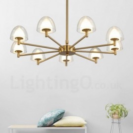 Modern / Contemporary 9 Light Metal Chandelier with Acrylic Shade for Living Room, Dinning Room, Bedroom, Hotel