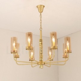 Modern / Contemporary 8 Light Brass Chandelier with Glass Shade for Bathroom, Living Room, Kitchen, Bedroom, Hotel, Corridor, Dinning Room, Courtyard