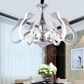 Dimmable Modern / Contemporary 6 Light Steel Chandelier with Acrylic Shade for Living Room, Dinning Room, Bedroom