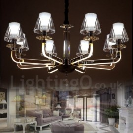 Dimmable Modern / Contemporary 8 Light Crystal Chandelier with Glass Shade for Living Room, Dinning Room, Bedroom