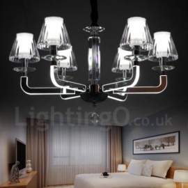 Dimmable Modern / Contemporary 6 Light Crystal Chandelier with Glass Shade for Living Room, Dinning Room, Bedroom