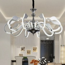 Dimmable Modern / Contemporary 10 Light Steel Chandelier with Acrylic Shade for Living Room, Dinning Room, Bedroom