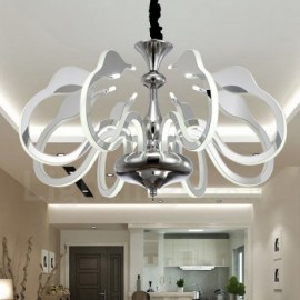 Dimmable Modern / Contemporary 8 Light Steel Chandelier with Acrylic Shade for Living Room, Dinning Room, Bedroom