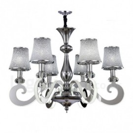 Dimmable Modern / Contemporary 6 Light Steel Chandelier with Glass Shade for Living Room, Dinning Room, Bedroom
